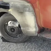 Truck fender after laser paint removal